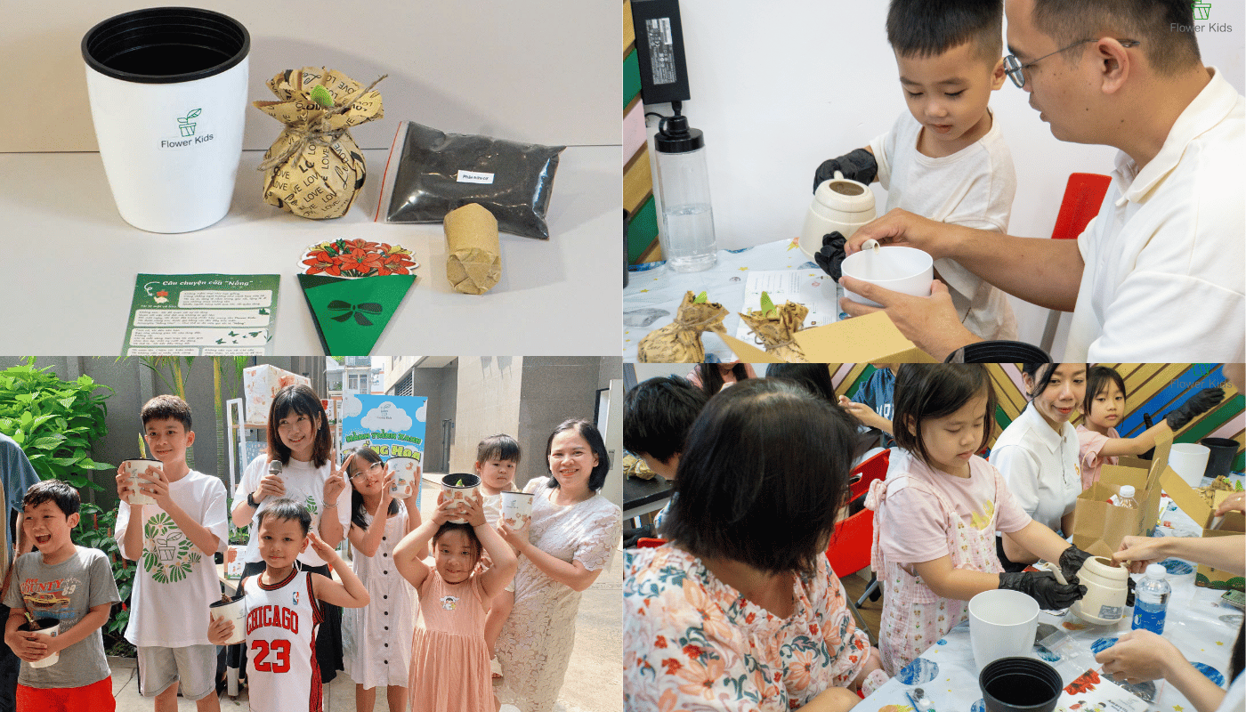 Nhiều trường học còn dùng Bộ kit trồng hoa như một ứng dụng STEM, giúp các bé tiếp cận khoa học qua trải nghiệm thực tế.