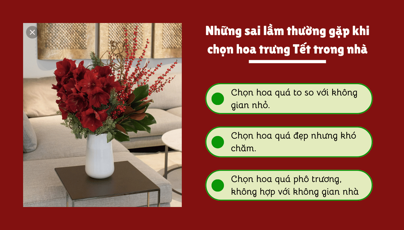 Những sai lầm thường gặp khi chọn hoa trưng Tết trong nhà.